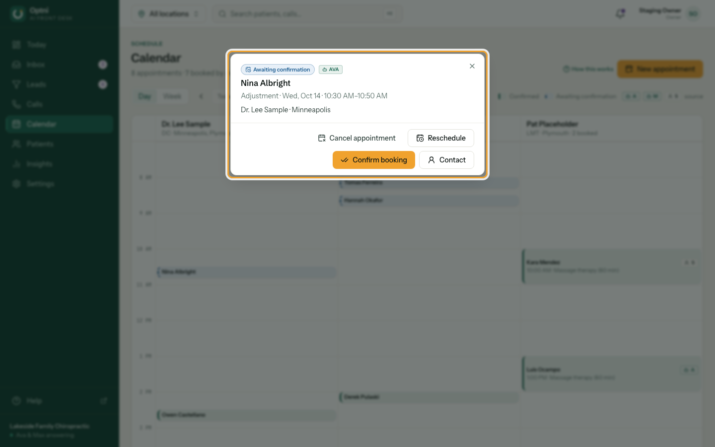 A booking's details with its action buttons.