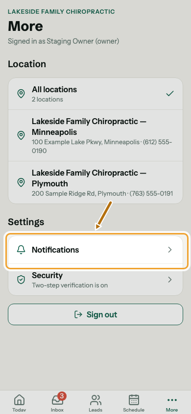 The app's More screen.