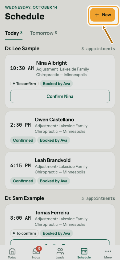 The app's Schedule screen.