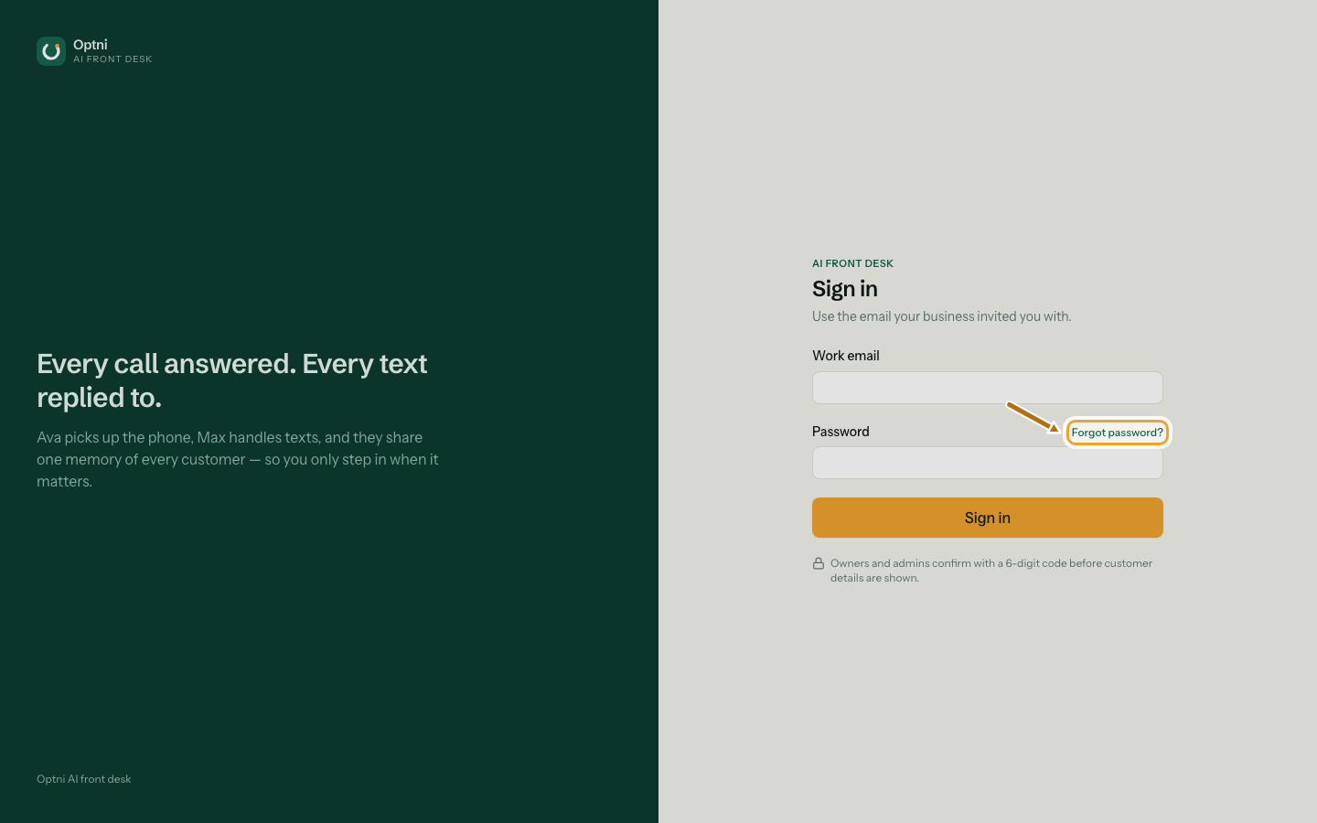 The sign-in screen with the Forgot password link ringed.